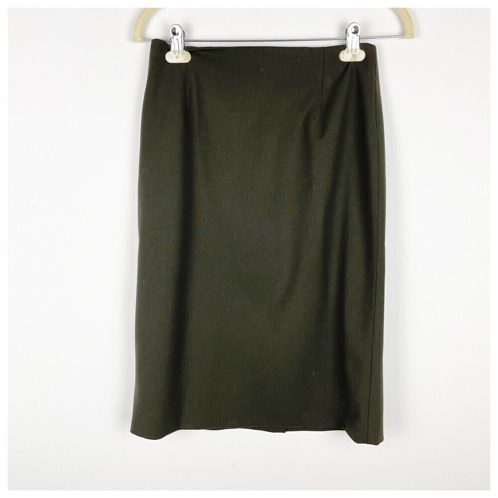 Piazza Sempione Womens green khaki Slit Pencil Skirt Wool Size EUR 42​​​​​​